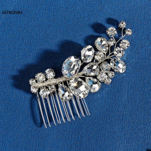 Rhinestone Leaves Women Hair Combs Crystal Wedding Hair Jewelry Bridal
