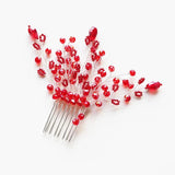 Red Crystal Rhinestone Wedding Hair Comb