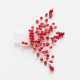 Red Crystal Rhinestone Wedding Hair Comb