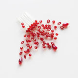 Red Crystal Rhinestone Wedding Hair Comb