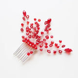Red Crystal Rhinestone Wedding Hair Comb