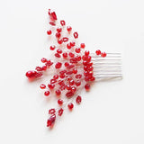 Red Crystal Rhinestone Wedding Hair Comb