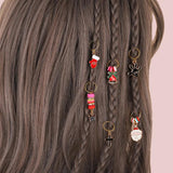 5Pcs Christmas Santa Claus Pendant Braid Hair Rings Loop Wig Decoration