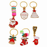 5Pcs Christmas Santa Claus Pendant Braid Hair Rings Loop Wig Decoration