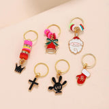 5Pcs Christmas Santa Claus Pendant Braid Hair Rings Loop Wig Decoration