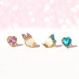 4pcs CZ Heart Duck Stud Earrings Set for Women Girls