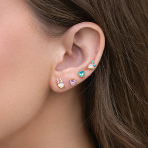 4pcs CZ Heart Duck Stud Earrings Set for Women Girls