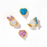 4pcs CZ Heart Duck Stud Earrings Set for Women Girls