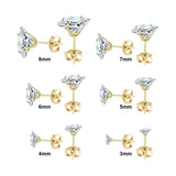 6 Pairs Stainless Steel Square Crystal Stud Earrings Sets for Women Men