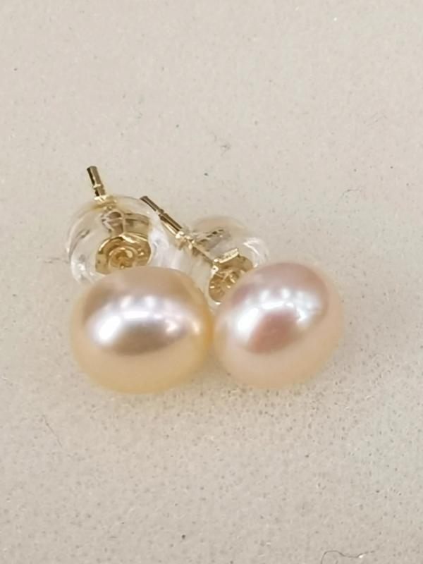 Pink Freshwater Pearl S925 Stud Earrings 7.5-8mm Pair