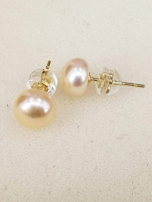 Pink Freshwater Pearl S925 Stud Earrings 7.5-8mm Pair