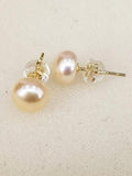 Pink Freshwater Pearl S925 Stud Earrings 7.5-8mm Pair