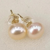 Pink Freshwater Pearl S925 Stud Earrings 7.5-8mm Pair