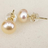 Pink Freshwater Pearl S925 Stud Earrings 7.5-8mm Pair