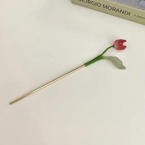 Vintage Chinese Style Hairpins Hair Stick for Women Metal Glaze Hair Fork