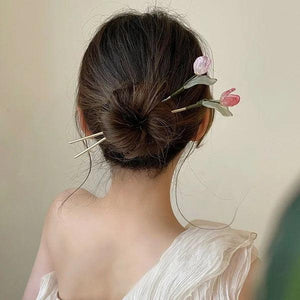 Vintage Chinese Style Hairpins Hair Stick for Women Metal Glaze Hair Fork