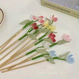 Vintage Chinese Style Hairpins Hair Stick for Women Metal Glaze Hair Fork