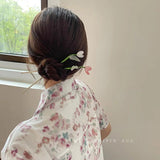 Vintage Chinese Style Hairpins Hair Stick for Women Metal Glaze Hair Fork