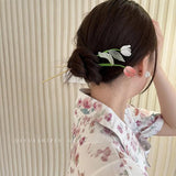 Vintage Chinese Style Hairpins Hair Stick for Women Metal Glaze Hair Fork