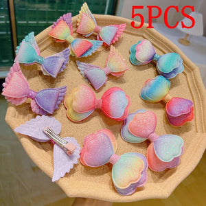 5PCS Unicorn Big Bow Hair Clip Girl Hair Jewelry Princess Top Clip