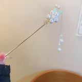 Pearl Flower Tassel Hair Stick Chinese Hanfu Hairpin Bridal Headdress Hair Fork