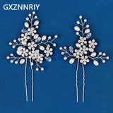 Crystal Flower Hair Pins Forks Clips for Women Pearl Bridal Wedding