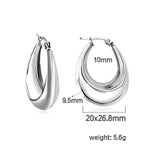 Chunky Silver Stainless Steel Hoops Circle Round Huggie Earrings