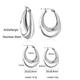 Chunky Silver Stainless Steel Hoops Circle Round Huggie Earrings