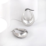 Chunky Silver Stainless Steel Hoops Circle Round Huggie Earrings
