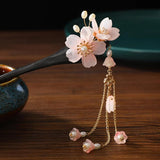 Chinese Hair Stick Flower Tassel Hairpin Sandalwood Ancient Girls Hair Bun Forks