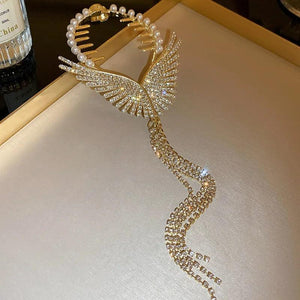 KAITIN Wings Hairpins with Tassel Rhinestones for Women