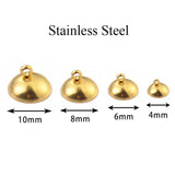 50Pcs Stainless Steel Beads Caps 4 6 8 10mm Glass Pearl Pendant Connectors DIY