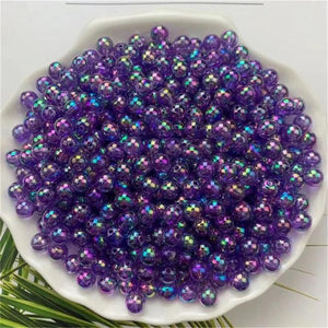 10MM AB Round Acrylic Beads Straight Hole Transparent Jewelry Making DIY