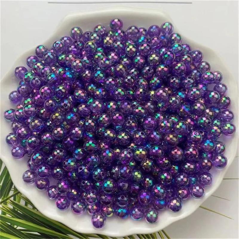 10MM AB Round Acrylic Beads Straight Hole Transparent Jewelry Making DIY