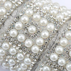 1 Yard ABS Pearl Beads Trim Rhinestone Strass Ribbon Crystal Applique