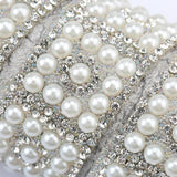 1 Yard ABS Pearl Beads Trim Rhinestone Strass Ribbon Crystal Applique