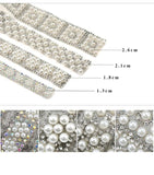 1 Yard ABS Pearl Beads Trim Rhinestone Strass Ribbon Crystal Applique
