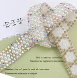 1 Yard ABS Pearl Beads Trim Rhinestone Strass Ribbon Crystal Applique