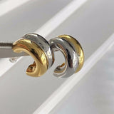 Double Layer Round Circle C Shape Hoop Earrings Gold&Silver Plated