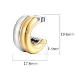 Double Layer Round Circle C Shape Hoop Earrings Gold&Silver Plated