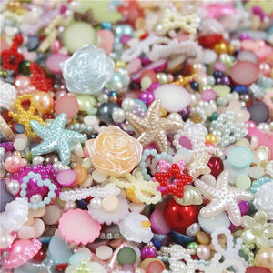 500pcs Mix Flower Pearl Beads Resin Flat Back Jewelry Crafts 3-20MM