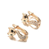 Rose Zircon Fox CZ Clip Earrings for Girls Party Piercing Fine Jewelry