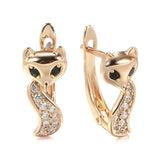 Rose Zircon Fox CZ Clip Earrings for Girls Party Piercing Fine Jewelry