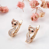 Rose Zircon Fox CZ Clip Earrings for Girls Party Piercing Fine Jewelry