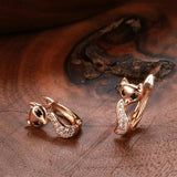Rose Zircon Fox CZ Clip Earrings for Girls Party Piercing Fine Jewelry