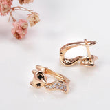 Rose Zircon Fox CZ Clip Earrings for Girls Party Piercing Fine Jewelry