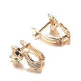 Rose Zircon Fox CZ Clip Earrings for Girls Party Piercing Fine Jewelry