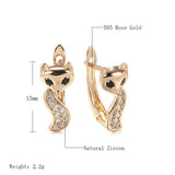 Rose Zircon Fox CZ Clip Earrings for Girls Party Piercing Fine Jewelry