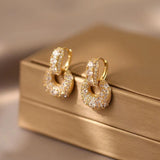 14K Plated Zircon Square Earrings for Women's Party