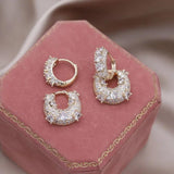 14K Plated Zircon Square Earrings for Women's Party